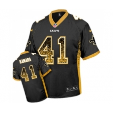 Men's New Orleans Saints #41 Alvin Kamara Elite Black Drift Fashion Football Jersey