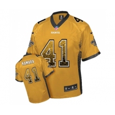 Men's New Orleans Saints #41 Alvin Kamara Elite Gold Drift Fashion Football Jersey