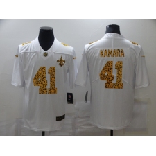 Men's New Orleans Saints #41 Alvin Kamara White Nike Leopard Print Limited Jersey