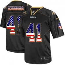 Men's Nike New Orleans Saints #41 Alvin Kamara Elite Black USA Flag Fashion NFL Jersey