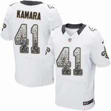 Men's Nike New Orleans Saints #41 Alvin Kamara Elite White Road Drift Fashion NFL Jersey