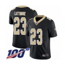 Men's New Orleans Saints #23 Marshon Lattimore Black Team Color Vapor Untouchable Limited Player 100th Season Football Jersey