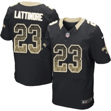 Men's Nike New Orleans Saints #23 Marshon Lattimore Elite Black Home Drift Fashion NFL Jersey