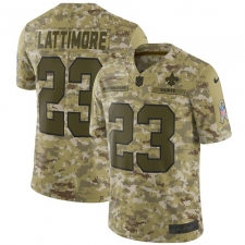 Men's Nike New Orleans Saints #23 Marshon Lattimore Limited Camo 2018 Salute to Service NFL Jersey