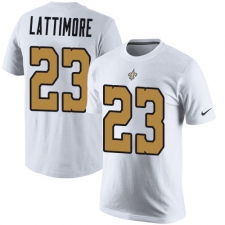 Nike New Orleans Saints #23 Marshon Lattimore White Rush Pride Name & Number T-Shirt