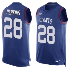 Men's Nike New York Giants #28 Paul Perkins Limited Royal Blue Player Name & Number Tank Top NFL Jersey