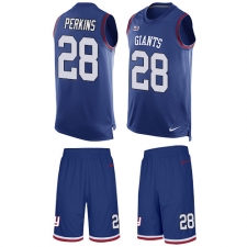 Men's Nike New York Giants #28 Paul Perkins Limited Royal Blue Tank Top Suit NFL Jersey