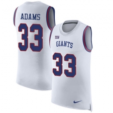 Men's Nike New York Giants #33 Andrew Adams Limited White Rush Player Name & Number Tank Top NFL Jersey