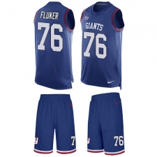 Men's Nike New York Giants #76 D.J. Fluker Limited Royal Blue Tank Top Suit NFL Jersey