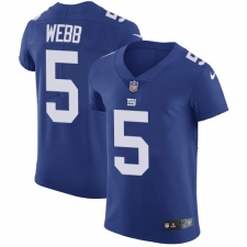 Men's Nike New York Giants #5 Davis Webb Elite Royal Blue Team Color NFL Jersey