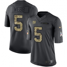 Men's Nike New York Giants #5 Davis Webb Limited Black 2016 Salute to Service NFL Jersey