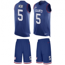 Men's Nike New York Giants #5 Davis Webb Limited Royal Blue Tank Top Suit NFL Jersey