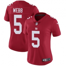 Women's Nike New York Giants #5 Davis Webb Elite Red Alternate NFL Jersey