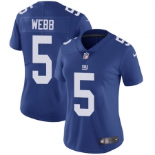 Women's Nike New York Giants #5 Davis Webb Elite Royal Blue Team Color NFL Jersey