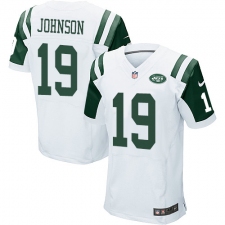 Men's Nike New York Jets #19 Keyshawn Johnson Elite White NFL Jersey