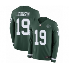 Men's Nike New York Jets #19 Keyshawn Johnson Limited Green Therma Long Sleeve NFL Jersey