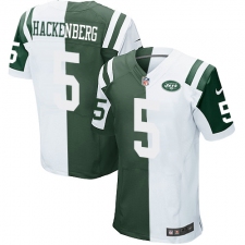 Men's Nike New York Jets #5 Christian Hackenberg Elite Green/White Split Fashion NFL Jersey
