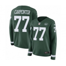 Women's Nike New York Jets #77 James Carpenter Limited Green Therma Long Sleeve NFL Jersey
