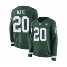 Women's New York Jets #20 Marcus Maye Limited Green Therma Long Sleeve Football Jersey