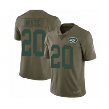 Youth New York Jets #20 Marcus Maye Limited Olive 2017 Salute to Service Football Jersey