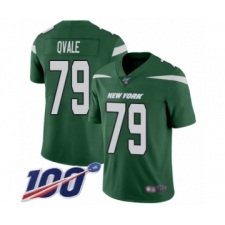 Men's New York Jets #79 Brent Qvale Green Team Color Vapor Untouchable Limited Player 100th Season Football Jersey