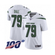 Men's New York Jets #79 Brent Qvale White Vapor Untouchable Limited Player 100th Season Football Jersey