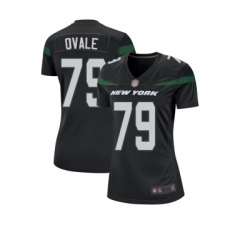 Women's New York Jets #79 Brent Qvale Game Black Alternate Football Jersey