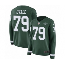 Women's Nike New York Jets #79 Brent Qvale Limited Green Therma Long Sleeve NFL Jersey