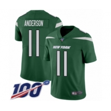 Men's New York Jets #11 Robby Anderson Green Team Color Vapor Untouchable Limited Player 100th Season Football Jersey