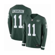 Men's Nike New York Jets #11 Robby Anderson Limited Green Therma Long Sleeve NFL Jersey