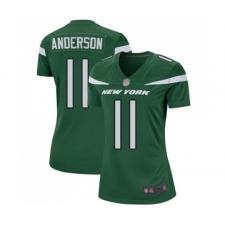 Women's New York Jets #11 Robby Anderson Game Green Team Color Football Jersey