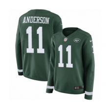 Women's Nike New York Jets #11 Robby Anderson Limited Green Therma Long Sleeve NFL Jersey