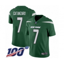 Men's New York Jets #7 Chandler Catanzaro Green Team Color Vapor Untouchable Limited Player 100th Season Football Jersey