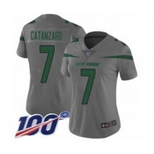 Women's New York Jets #7 Chandler Catanzaro Limited Gray Inverted Legend 100th Season Football Jersey