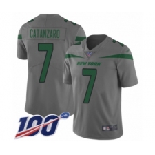 Youth New York Jets #7 Chandler Catanzaro Limited Gray Inverted Legend 100th Season Football Jersey