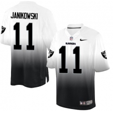 Men's Nike Oakland Raiders #11 Sebastian Janikowski Elite White/Black Fadeaway NFL Jersey