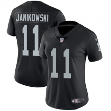 Women's Nike Oakland Raiders #11 Sebastian Janikowski Elite Black Team Color NFL Jersey