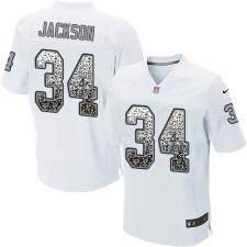 Men's Nike Oakland Raiders #34 Bo Jackson Elite White Road Drift Fashion NFL Jersey
