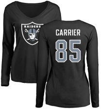 NFL Women's Nike Oakland Raiders #85 Derek Carrier Black Name & Number Logo Long Sleeve T-Shirt