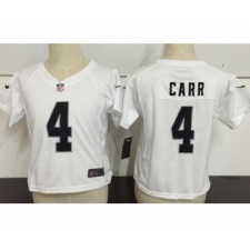 Toddler Oakland Raiders #4 Derek Carr White Road Stitched NFL Nike Game Jersey
