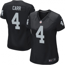Women's Nike Oakland Raiders #4 Derek Carr Game Black Team Color NFL Jersey