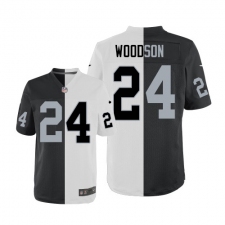 Men's Nike Oakland Raiders #24 Charles Woodson Elite Black/White Split Fashion NFL Jersey