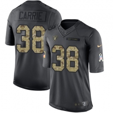 Men's Nike Oakland Raiders #38 T.J. Carrie Limited Black 2016 Salute to Service NFL Jersey