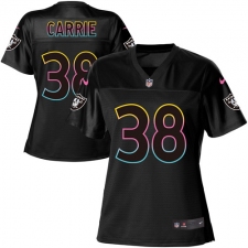 Women's Nike Oakland Raiders #38 T.J. Carrie Game Black Fashion NFL Jersey
