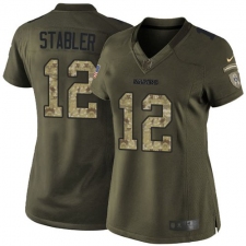Women's Nike Oakland Raiders #12 Kenny Stabler Elite Green Salute to Service NFL Jersey