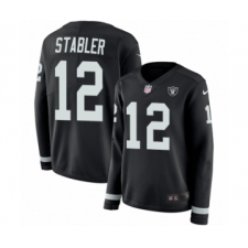 Women's Nike Oakland Raiders #12 Kenny Stabler Limited Black Therma Long Sleeve NFL Jersey