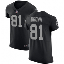 Men's Nike Oakland Raiders #81 Tim Brown Black Team Color Vapor Untouchable Elite Player NFL Jersey