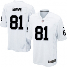 Men's Nike Oakland Raiders #81 Tim Brown Game White NFL Jersey