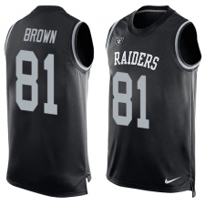 Men's Nike Oakland Raiders #81 Tim Brown Limited Black Player Name & Number Tank Top NFL Jersey
