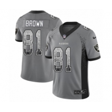 Men's Nike Oakland Raiders #81 Tim Brown Limited Gray Rush Drift Fashion NFL Jersey